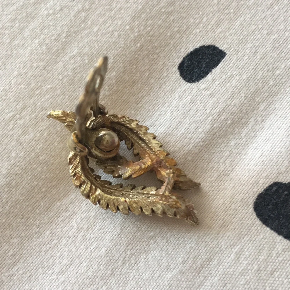 Coro Gold/Silver Tone Leaf Shape Clip-On Earrings